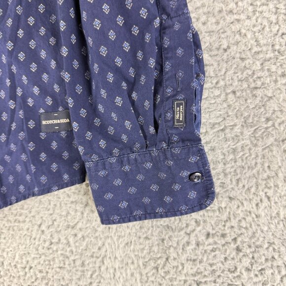 Scotch & Soda Button-Up Shirt Mens‎ Size XL Blue Geo Print Long Sleeve Cotton - Picture 4 of 15